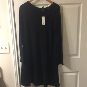 NWT long sleeve t-shirt dress size L (2 color options, black or navy blue pics)